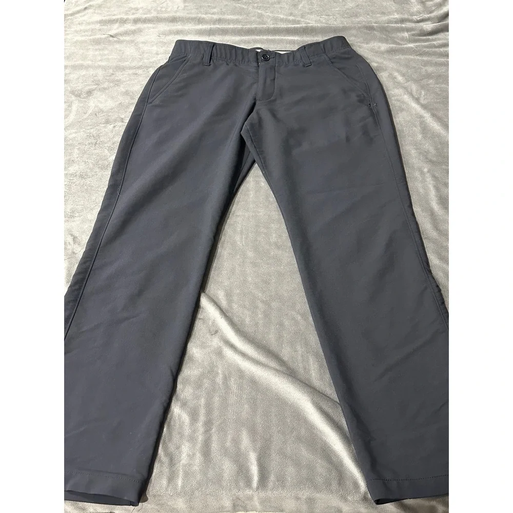 Under Armour Mens Golf Pants Black Flat Front Performance Trousers 32x32